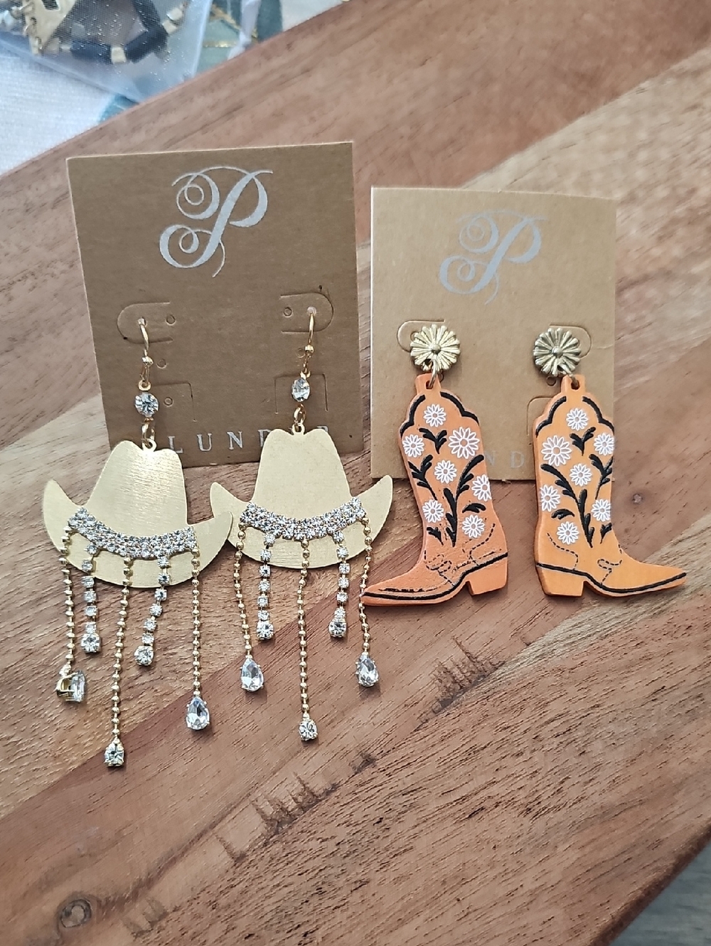 Nwt 2 Set Cowgirl Earrings